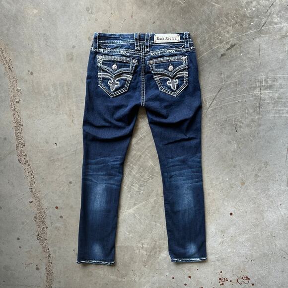 Rock Revival Essie Easy Straight Jeans Women's 27 Dark Wash Distressed Denim - Picture 9 of 15